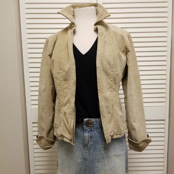 🔥SALE! Beige 100% Suede Zip Front Jacket - Picture 1 of 4